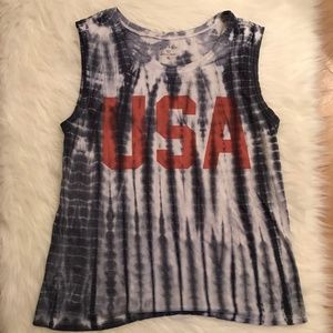 Zoe + Liv USA Graphic Tee Tank Top Purple Tie Dye